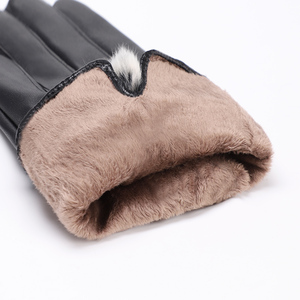 Moda abito invernale Touchscreen corsa pelliccia di coniglio da donna in pile in finta pelle guanti PU - Product Image 5