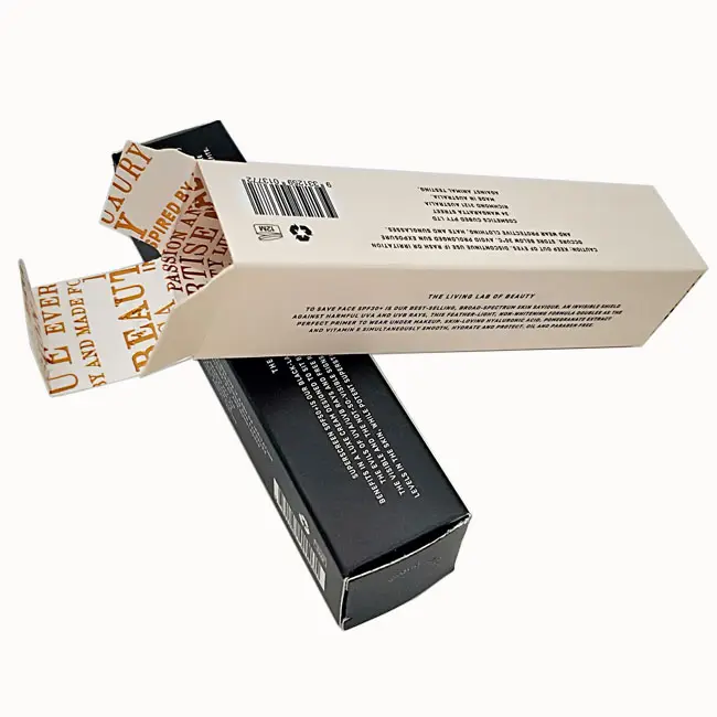 Cajas de embalaje de suero antiedad para cuidado de la piel, cajas de embalaje de alta impresión de papel personalizado, con su logotipo, protector solar facial, FPS 50