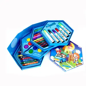 Set Perlengkapan Seni Sekolah Anak-anak, Perlengkapan Melukis Kartun Anak-anak, Multi Lapis, 46 Buah