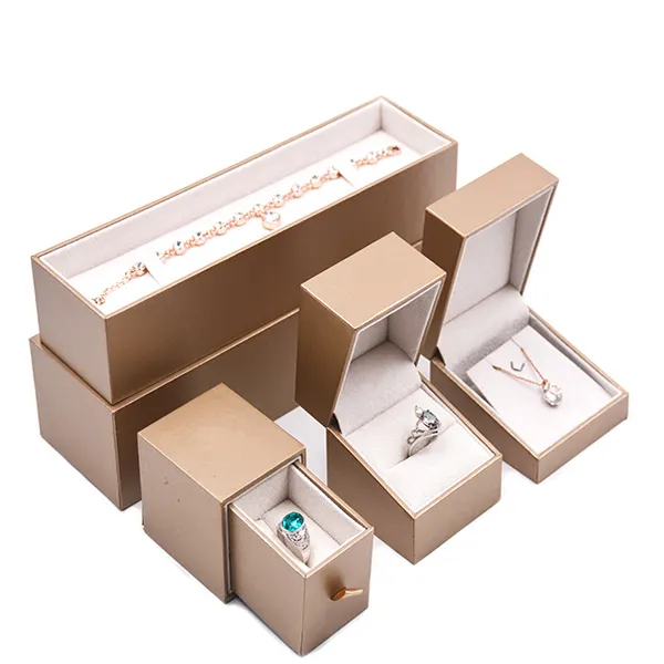 Wholesale custom golden box for jewelry, jewelry packaging box,fancy paper plastic jewelry packing set