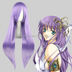 Peluca de Anime de Alta Calidad de 80 cm de Largo, Lisa, Morada Claro, de Saint Seiya Athena, para Cosplay, Sintética, Resistente al Calor - Product Image 1
