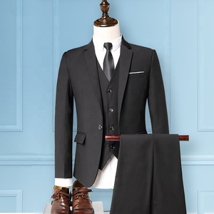 Traje Formal de Negocios para Hombre, Corte Regular, Botón de Una Fila, Transpirable, TR, Traje de Trabajo de 2 Piezas - Product Image 3