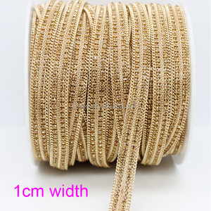 Precio de fábrica latón cadena de <span class=keywords><strong>metal</strong></span> y cadena de la taza del rhinestone recorte rhinestone bandas de malla al por mayor - Product Image 2
