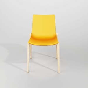 Modern Wood Leg Office pp Shell <strong>Orange</strong> <strong>Dining</strong> <strong>Chair</strong> for Restaurant Use - Product Image 3