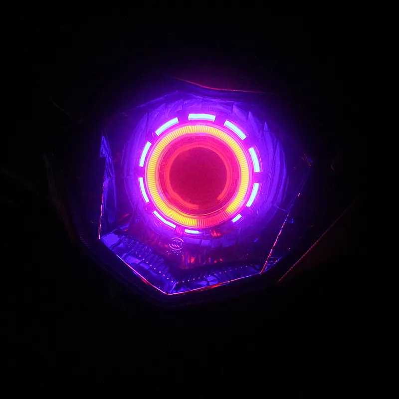 Renk Değiştirme Melek gözler Mini HID Bi-xenon projektör lens farlar Motosiklet için