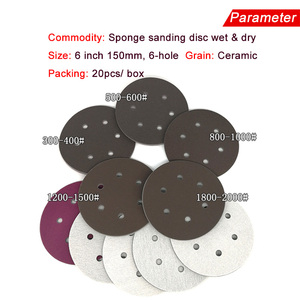 Disques de papier abrasif en mousse à crochets et boucles de 6 pouces à 6 trous, abrasifs humides et secs, pour le polissage, le meulage, les accessoires d'outils électriques - Product Image 3