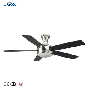 Brush Nickel Low Profile Decorative Lighting Plywood 5 Blades Led Ceiling Fan With Light And Remote