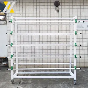 Aangepaste Supermarkt Wit Heavy Duty Rekken Dubbelzijdige Metalen Voor Textiel Stof Kleding Roll Stof Display Rack