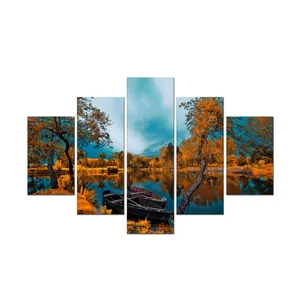 Autumn landscape painting pictures print on large art canvas 5 piece living room wall art