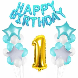 Happy Birthday Balloons 1st Kids Birthday Party Supplies Decoration Backdrop Theme Birthday Party Kit Set