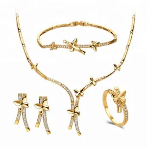 VANFI Jewelry hot sale item good 18k gold plated wholesale copper jewellery sets white stone