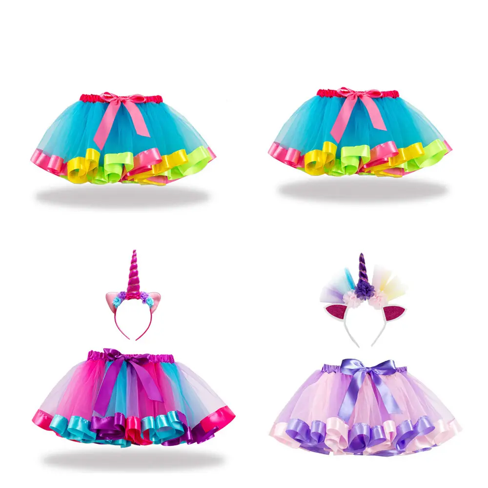 Vestido de alta calidad para niñas, falda tutú de bebé de colores caramelo para niños pequeños, Mini diadema activa de poliéster, soporte plisado