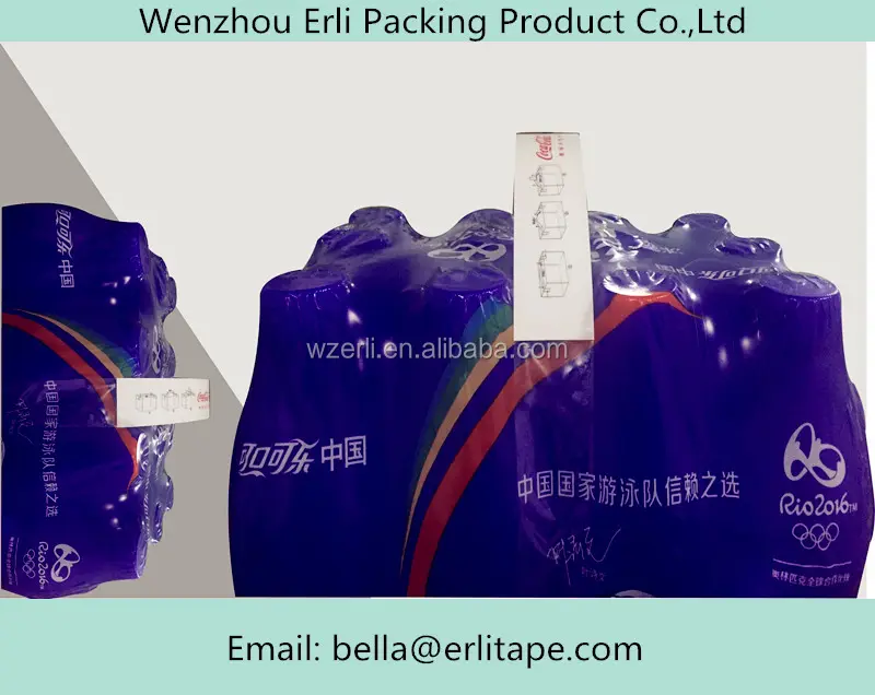 custom adhesive carry handle tape for 6 bottles of mineral water packs made in China