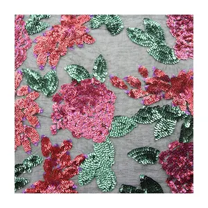 Крупные цветы кружево ушко вышивки блесток ткани для женской одежды 3d Необычные платья, расшитые блестками, с вышивкой кружевная ткань