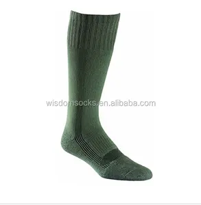 Anti fongique genou haute épais jungle vert d'hiver amorti armée vert laine boot chaussettes