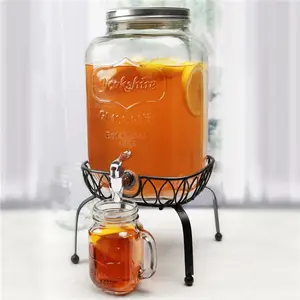 Distributeur de boissons en verre avec support, pot de grande capacité, 2 gallons