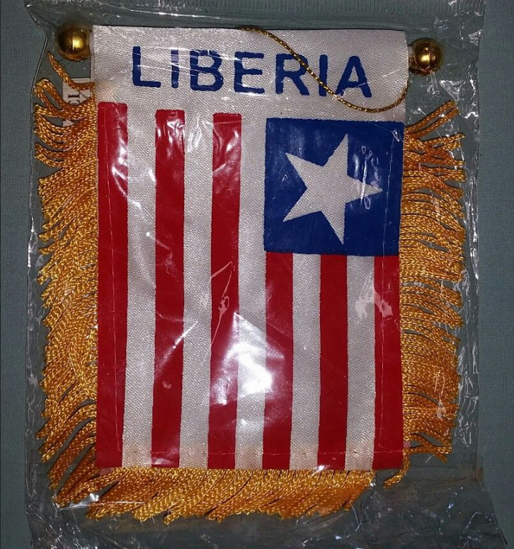Liberia Car Window Flag With Suction Cup - Fringed Rear View Mirror Hanging Decor