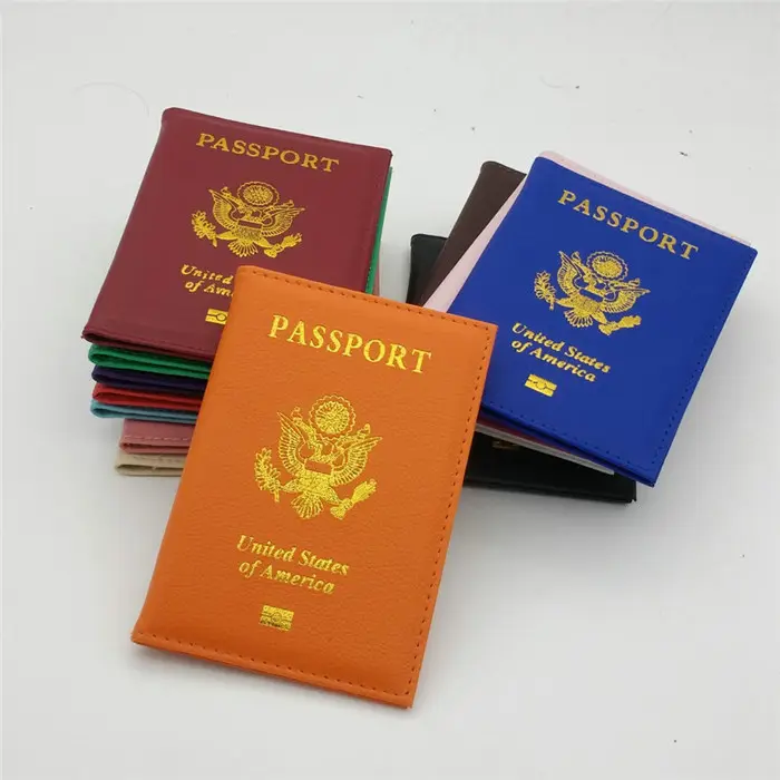 पु पासपोर्ट धारक यात्रा पासपोर्ट कवर नरम गोल्ड स्टाम्प पासपोर्ट कवर