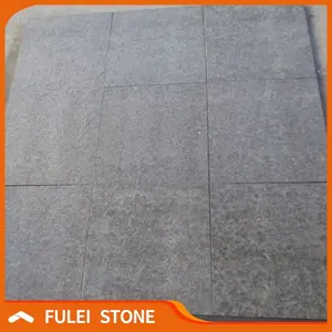 Absolute black granite flamed surface outdoor granite floor tile 30x30