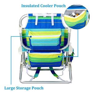 Mochila portátil plana de 5 posiciones Silla de camping de playa de aluminio barata con almohada ajustable - Product Image 5