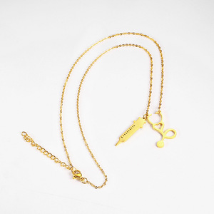 नई सिरिंज स्टेथोस्कोप हार रहस्यमय डॉक्टर टाइटेनियम इस्पात 18K गोल्ड देवियों हार - Product Image 4