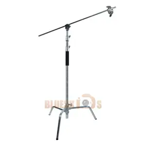 Photography Stainless Steel Heavy Duty C Stand with Boom Arm and Grip Head for Studio Mono light Soft box Reflector