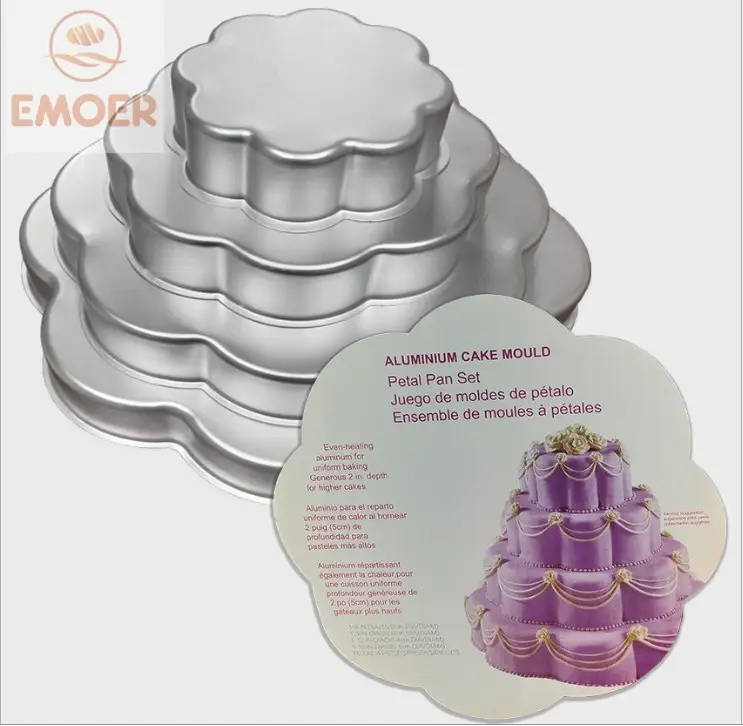 4 Tier Aluminium legierung Cake Pans Baking Tins Multi Layer Birthday Wedding Bakeware Set plum blossom form