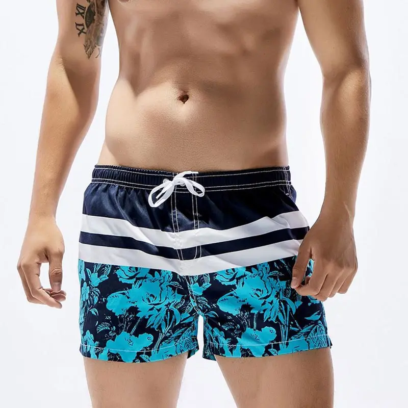 Wholesale Custom Logo Quick Dry Summer Men's Swimwear Surf Swimming Beach Board Shorts Briefs For Men Floral Trunks Beach Wear