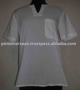 Camisa de manga corta informal para hombre 100% algodón popelina transpirable de secado rápido antiretráctil sin cuello para adultos - Product Image 1