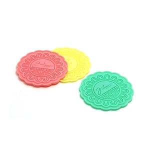 Moulded Eco-Friendly Silicone <strong>Round</strong> <strong>Coaster</strong> with Custom Design 3mm Thickness 10cm Diameter and Custom Logo - Product Image 1