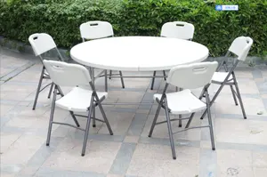 Water Proof Dia 4ft Cheap Outdoor Dining Wedding Plastic Folding Round Table For Party