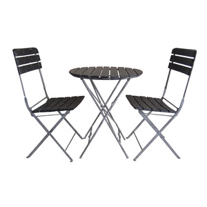 Vintage patas de <span class=keywords><strong>metal</strong></span> rústico listón de madera Bistro mesa y sillas juegos - Product Image 1