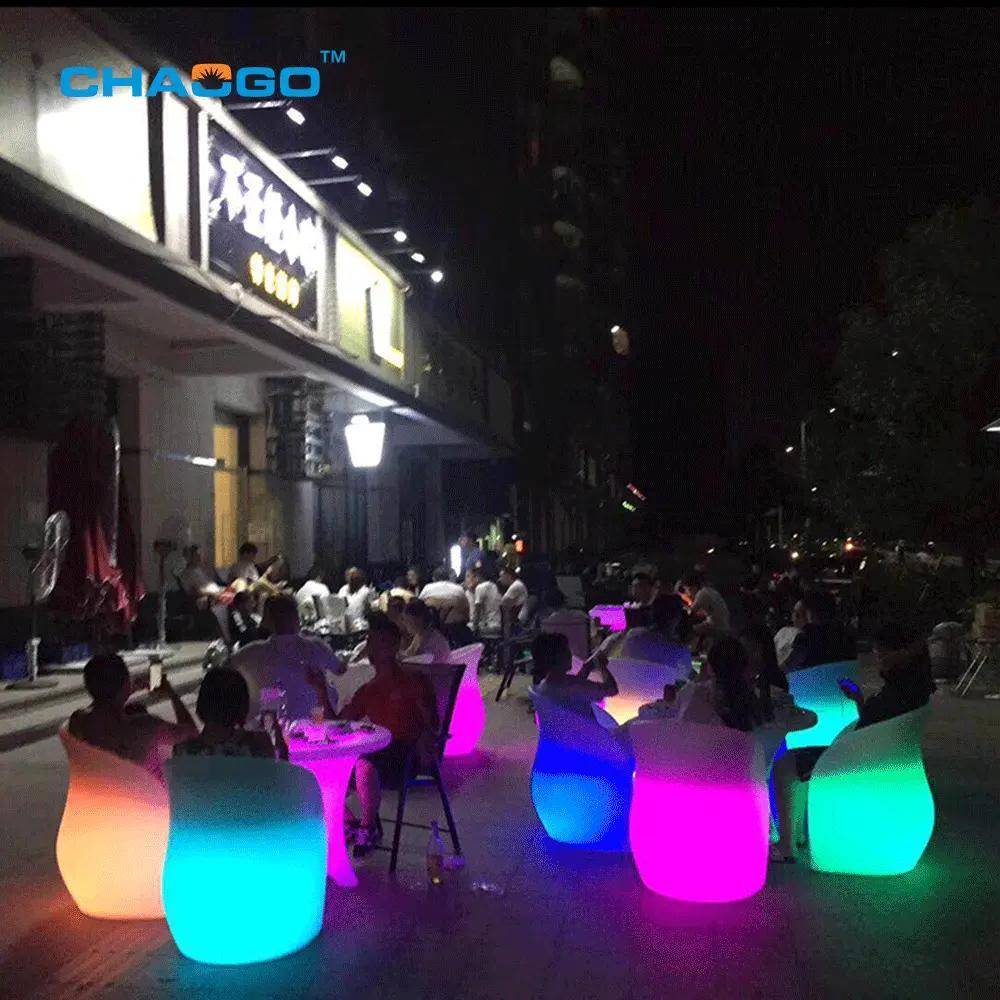 Beyaz plastik bar parti düğün olay şarj edilebilir açık LED mobilya ile rgb 16 renk değiştirme