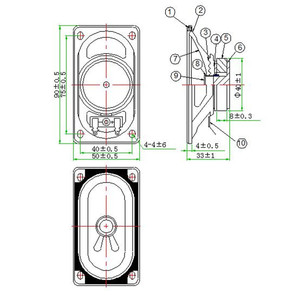 LS5090W-<span class=keywords><strong>2</strong></span>-R4 90*50mm 4Ohm 3W Schaum kante LCD TV Ferrit 87dB Lautsprecher 3.46V - Product Image 3