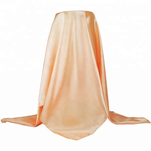 Turbante de cabeza cuadrada de Color sólido Bufanda Material de seda satinada Mujeres musulmanas Cubierta de cabeza simple Hijab liso - Product Image 5