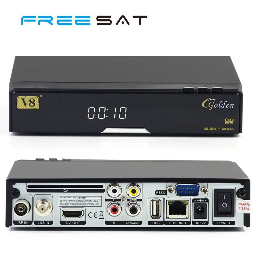 Freesat V8 Altın DVB-S2 DVB-T2 DVB-C Uydu TV Alıcı Parça Ücretsiz IPTV Set Top Box