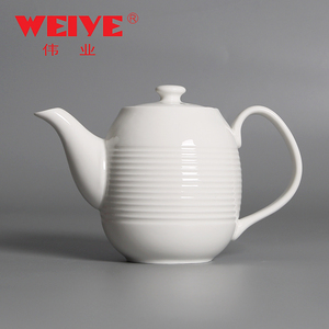 8,25 pulgadas 750ml círculo patrón blanco té de porcelana para restaurante - Product Image 1