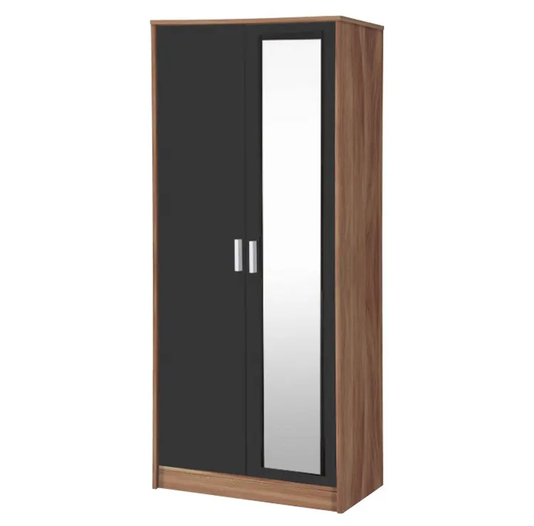 Diseño moderno UV de alto brillo de dormitorio armario de 2 puertas con espejo