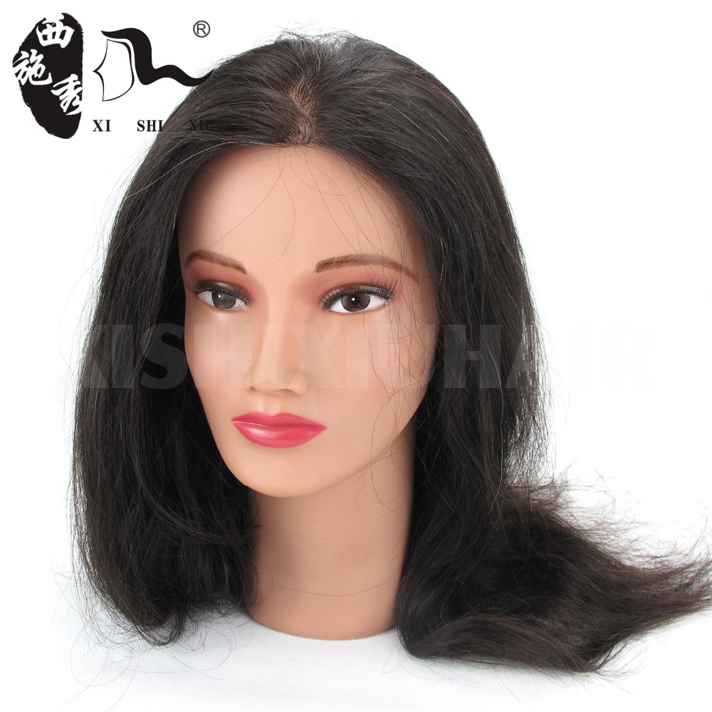 Тренировочная голова XISHIXIU HAIR 100% из человеческих волос с окрашиванием волос, реалистичный манекен, голова-кукла для тренировок
