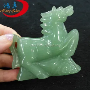 विंटेज हाथ नक्काशीदार जेड घोड़े चीनी मूर्तिकला ग्रीन जेड जंगली घोड़ों