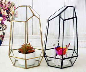 Goldene schwarze Hochzeit Tisch dekoration, Innen garten, klare strukturierte Glas pflanze klares Glas geometrische <span class=keywords><strong>Terrarium</strong></span> Box - Product Image 1