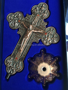 Rojo cobre religioso Juses metal de pie crucifijo, decoración de la Iglesia Cruz Católica - Product Image 3