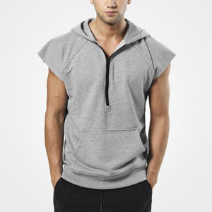 Custom Logo Design Printed Plus Size Casual Knitted 100% Cotton Summer Sleeveless Gym <strong>Hoodie</strong> - Product Image 1