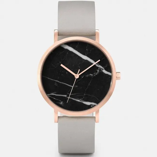 Groothandel Elegante Minimalistische Email Horloge Dame Luxe Hoge Kwaliteit Marmeren Wijzerplaat Doek Jurk Ultra Dunne Horloge Vrouw