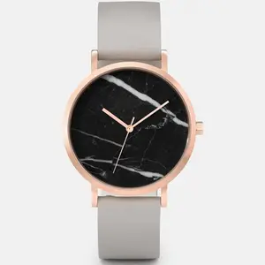 Wholesale elegant minimalist enamel watch lady luxury high quality marble dial cloth dress ultra thin watch woman