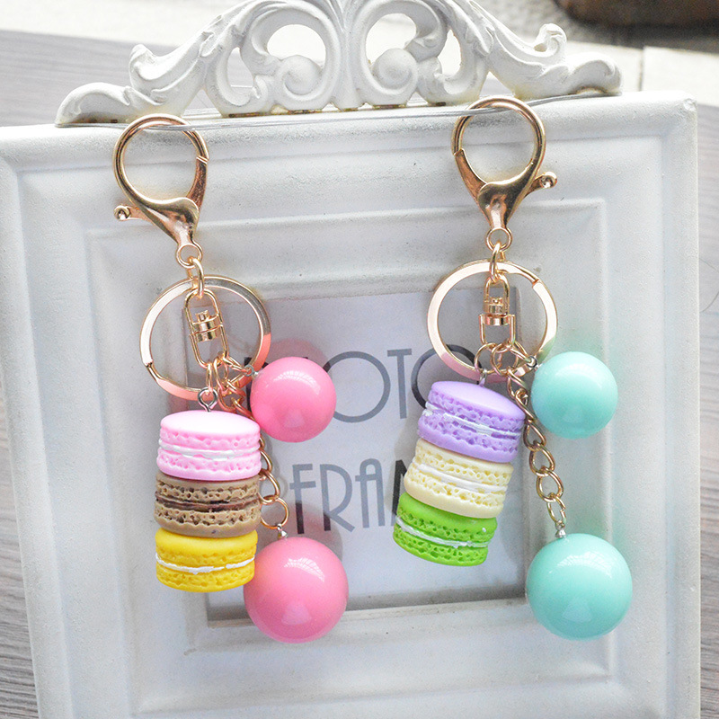 Новинка креативный брелок для ключей в виде Макарон и торта модный брелок для ключей с подвеской в виде скрытой веревки Аксессуары для автомобильных ключей женский брелок для сумки