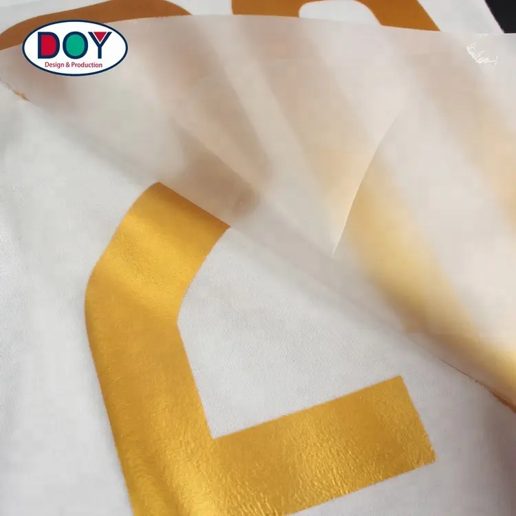 HTV Thermopresse bedruckte Aufkleber Etiketten Dienstleistungen Vinyl Bleche Plastisol Wärmeübertragungsdruck mit individuellem goldenen Buchstaben Logo