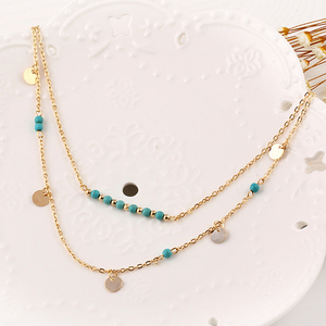 Nuova collana doppia collana donna con paillettes calde turchesi a doppio strato - Product Image 3