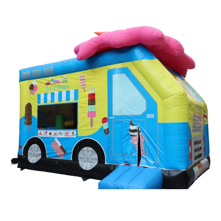 2020 Venta caliente tasa comercial colorido helado camión inflable Casa de carro inflable para la venta