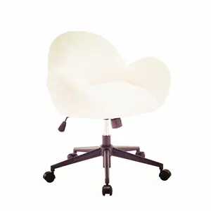 Bont Make-Up Moderne Bureaustoel in Crème, home Office Decoratie Faux Schapenhuid Bont Stof Accent Stoel, Fauteuil